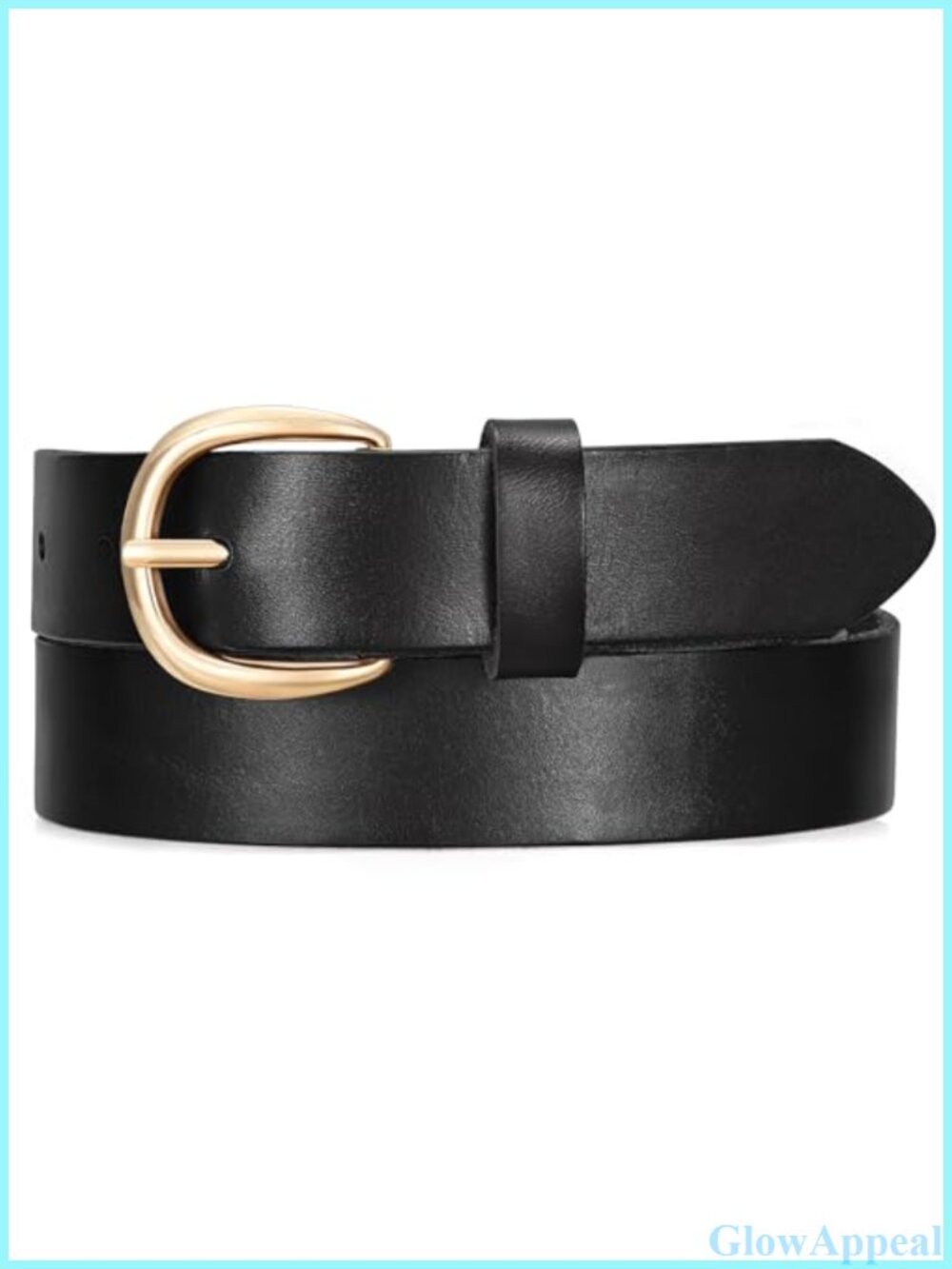 Full Grain Leather Belt with Gold Buckle Adjustable Fit